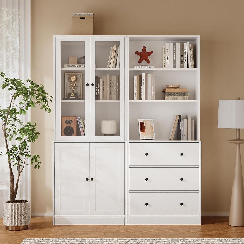 Glass Cabinet Display - رف كتب بارتفاع 71 بوصة مع