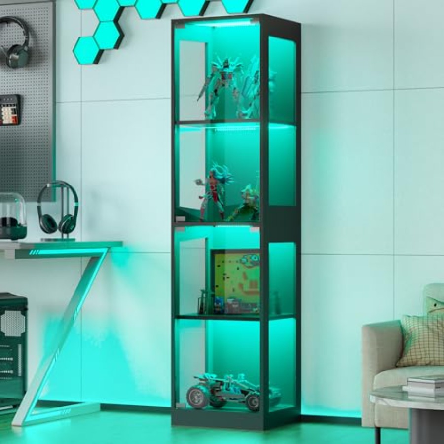 Glass Cabinet Display - خزانة عرض زجاجية مزودة بإضاءة RGB