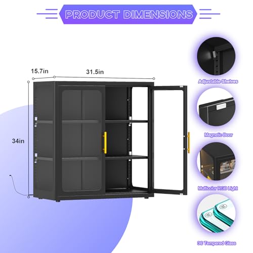 خزانة عرض بأبواب زجاجية وإضاءة - مراجعة Glass Cabinet Display وسعره