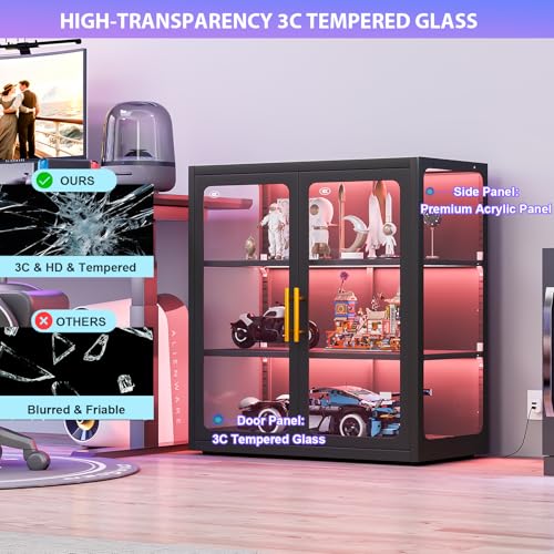 خزانة عرض بأبواب زجاجية وإضاءة - مراجعة Glass Cabinet Display وسعره
