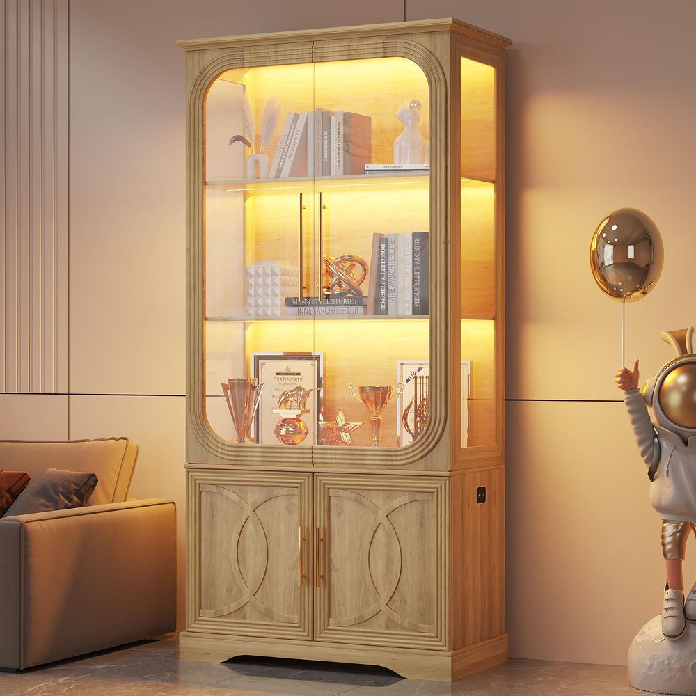 خزانة عرض بأبواب زجاجية ورفوف  - مراجعة Glass Cabinet Display وسعره
