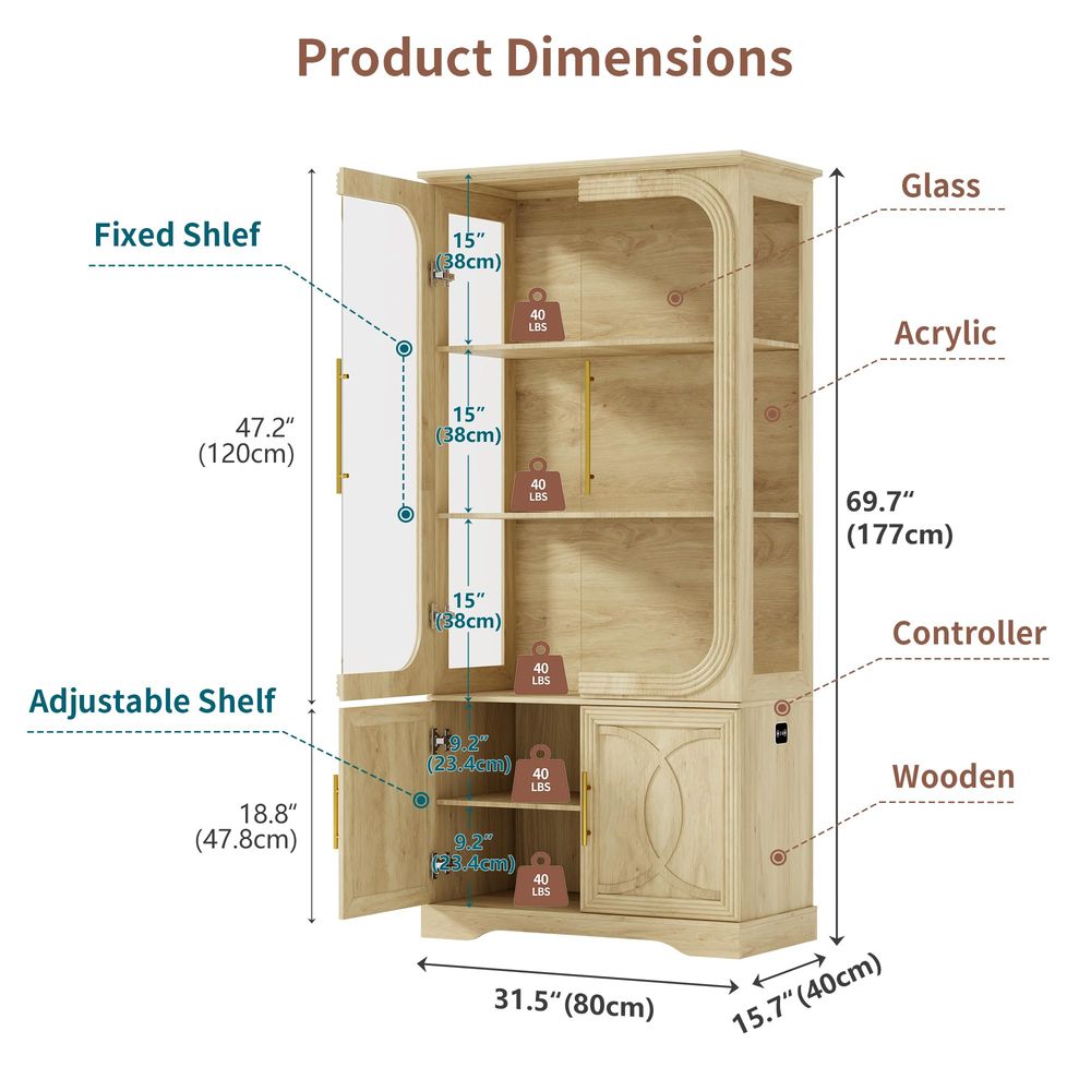 خزانة عرض بأبواب زجاجية ورفوف  - مراجعة Glass Cabinet Display وسعره