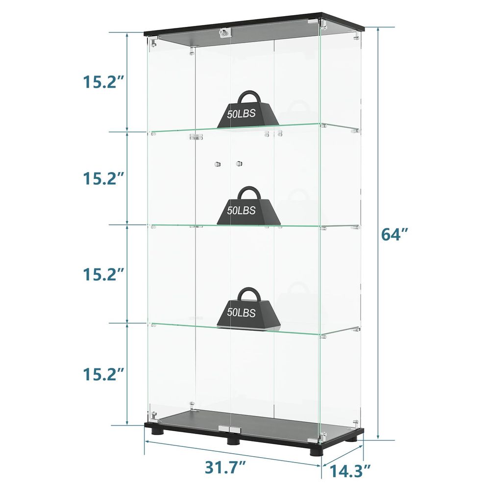 خزانة عرض بـ 4 أرفف وأبواب مزد - مراجعة Glass Cabinet Display وسعره