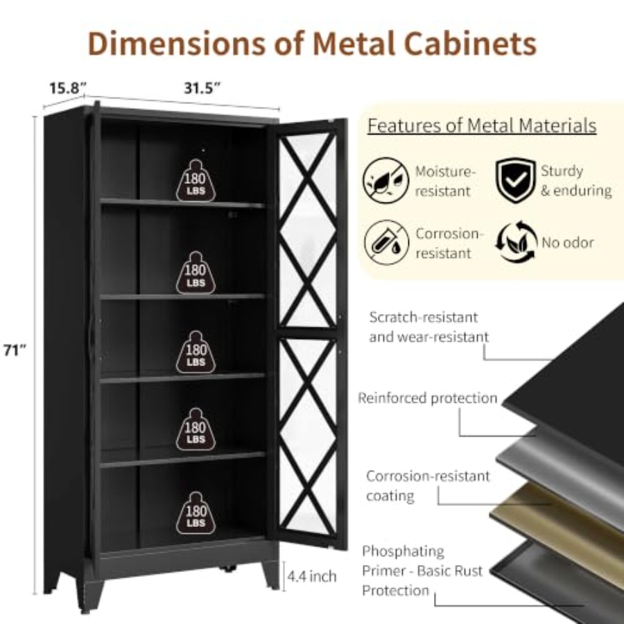 خزانة عرض زجاجية 71 H للاستخدا - مراجعة Glass Cabinet Display وسعره
