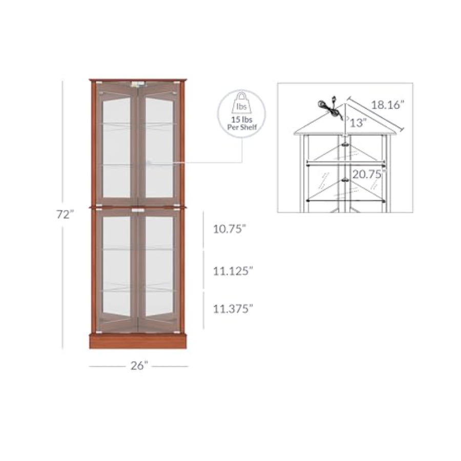 خزانة عرض زاوية مضاءة للاستخدا - مراجعة Glass Cabinet Display وسعره