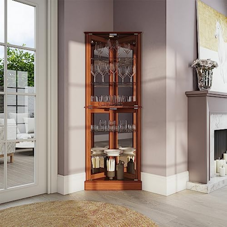 خزانة عرض زاوية مضاءة للاستخدا - مراجعة Glass Cabinet Display وسعره