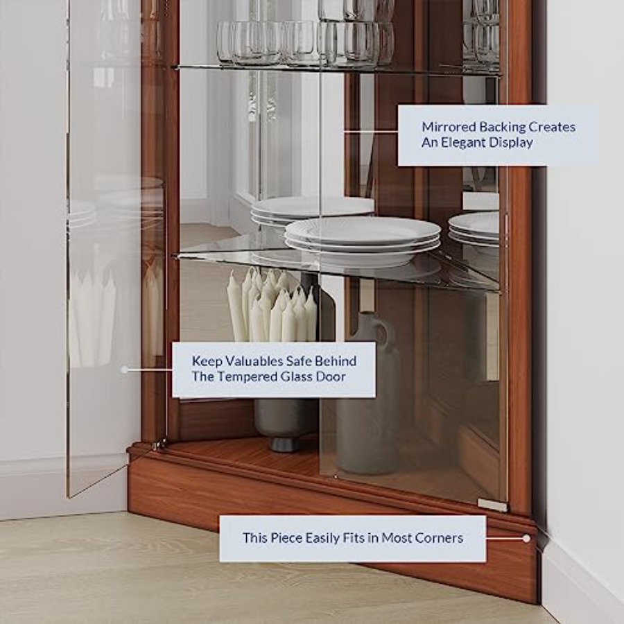 خزانة عرض زاوية مضاءة للاستخدا - مراجعة Glass Cabinet Display وسعره