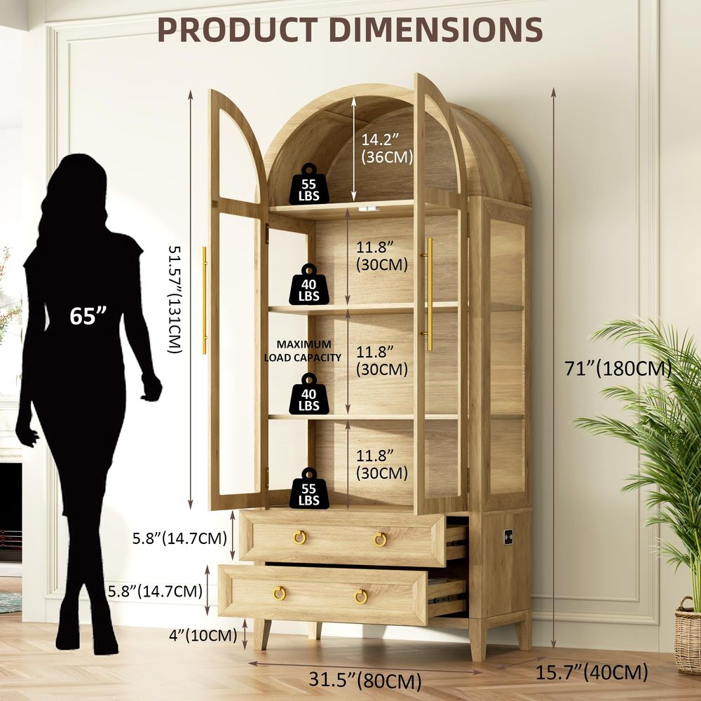 خزانة عرض مقوسة بـ 71 بابًا زج - مراجعة Glass Cabinet Display وسعره