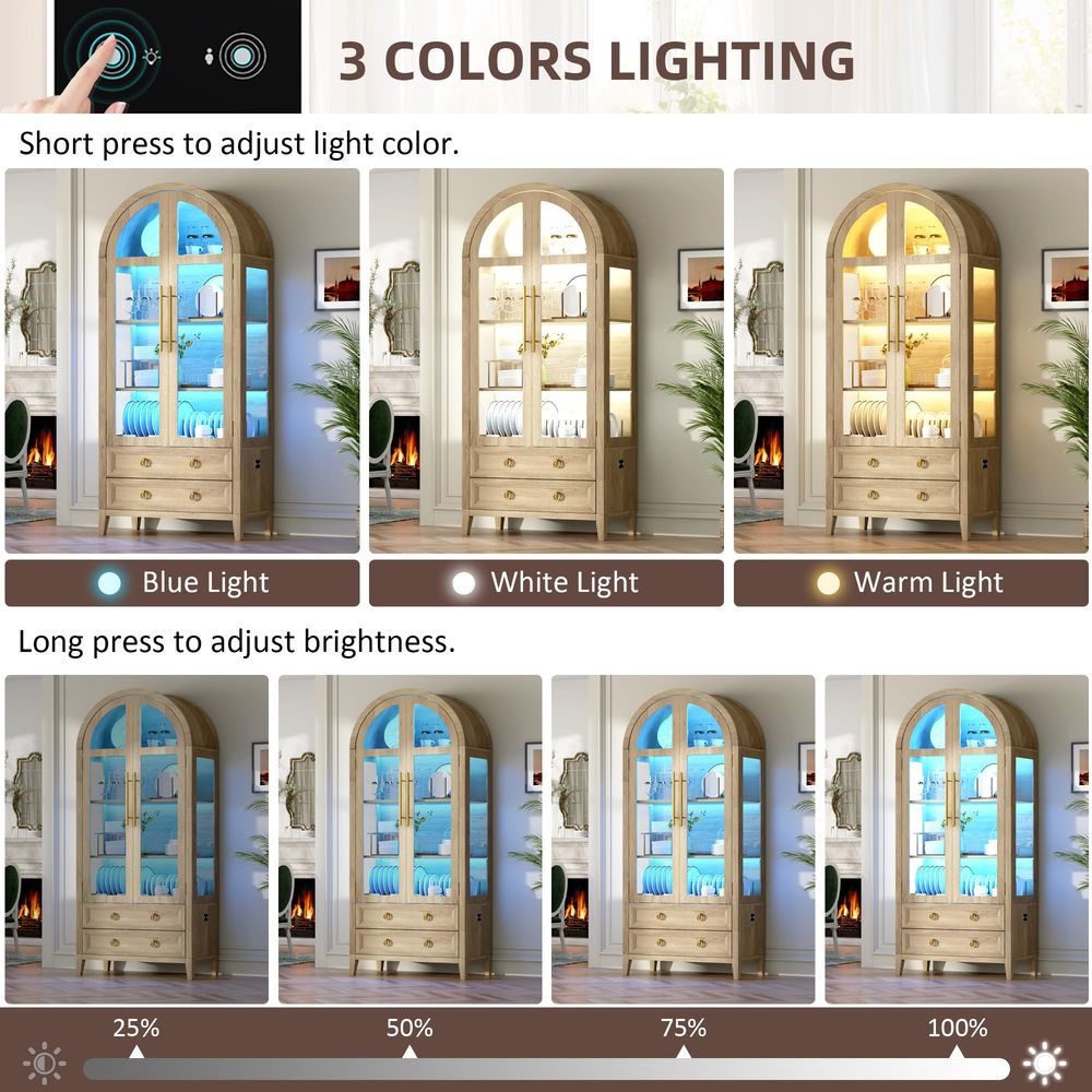 خزانة عرض مقوسة بـ 71 بابًا زج - مراجعة Glass Cabinet Display وسعره