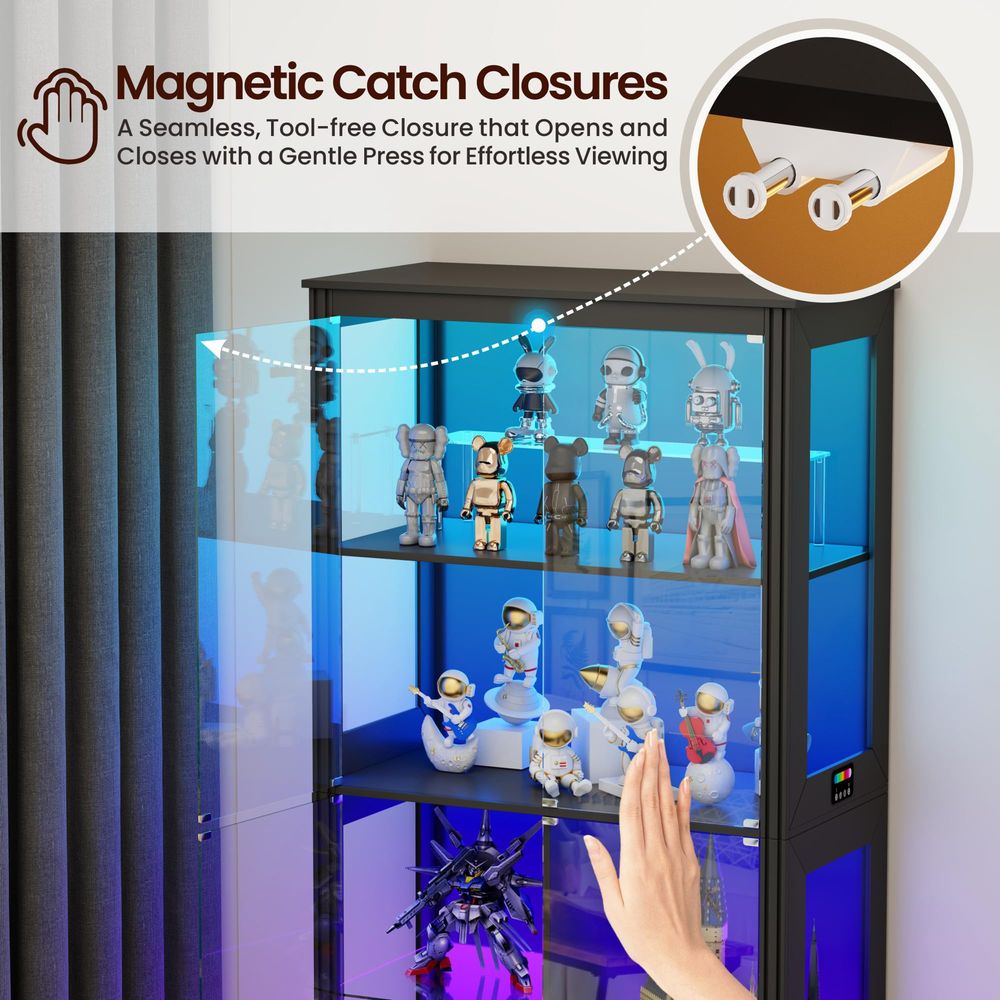 خزانة عرض زاوية مضاءة خشبية من - مراجعة Glass Cabinet Display وسعره