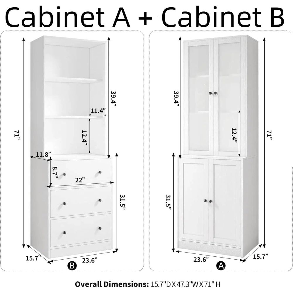 رف كتب بارتفاع 71 بوصة مع وحدا - مراجعة Glass Cabinet Display وسعره