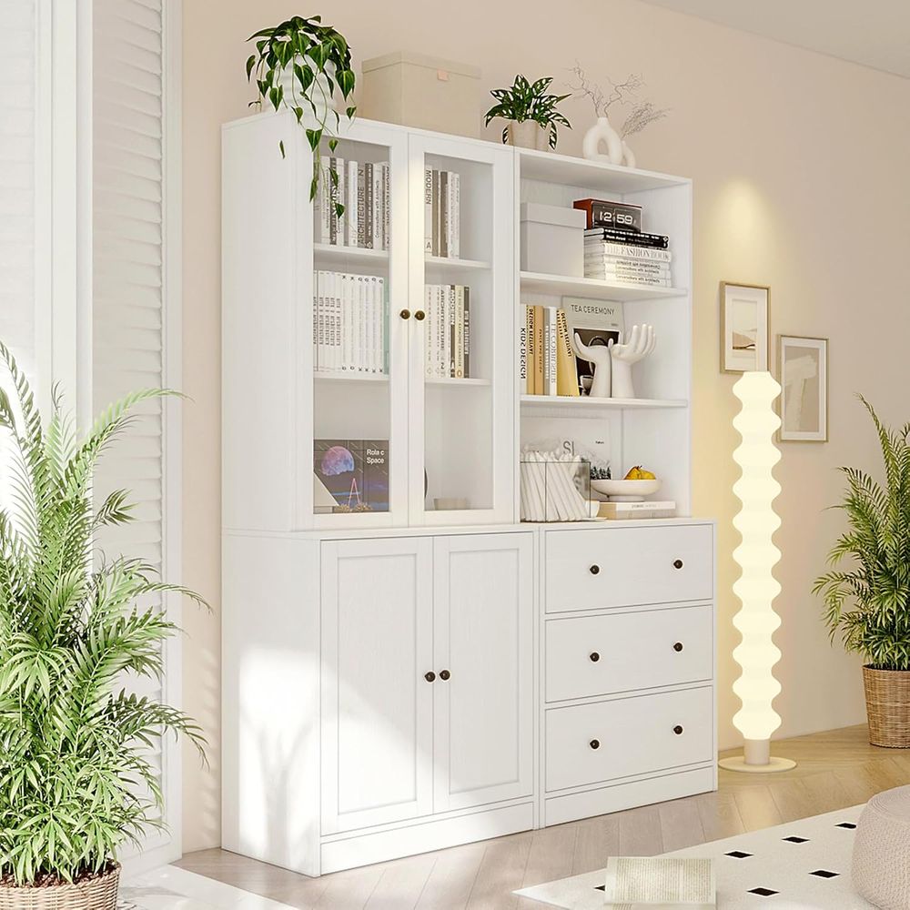 رف كتب بارتفاع 71 بوصة مع وحدا - مراجعة Glass Cabinet Display وسعره