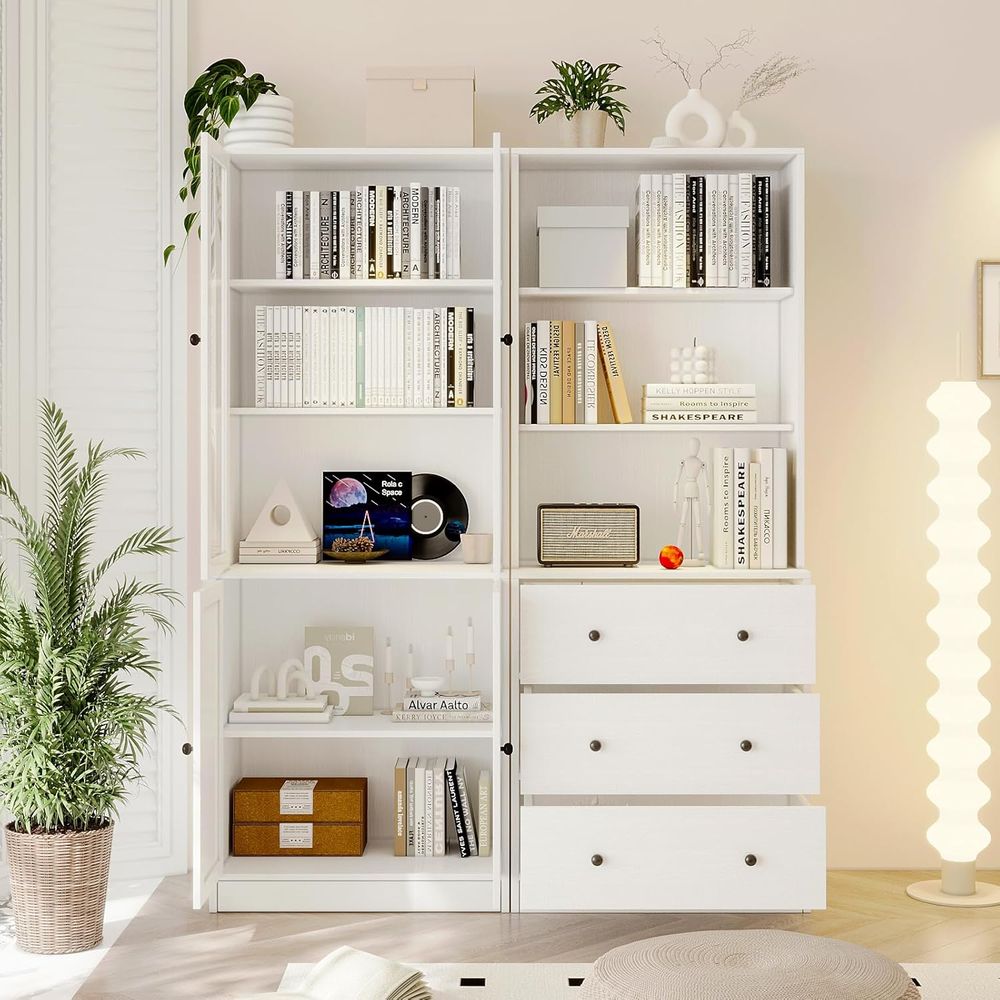 رف كتب بارتفاع 71 بوصة مع وحدا - مراجعة Glass Cabinet Display وسعره