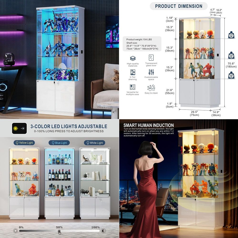 خزانة عرض بـ 71 بابًا زجاجيًا  - مراجعة Glass Cabinet Display وسعره