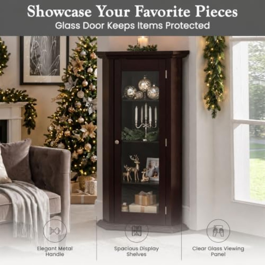 خزانة عرض زاوية لغرفة المعيشة، - مراجعة Glass Cabinet Display وسعره