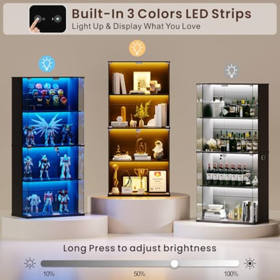 خزانة عرض سوداء بباب زجاجي، خز - مراجعة Glass Cabinet Display وسعره