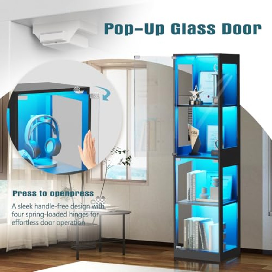 خزانة عرض زجاجية مزودة بإضاءة  - مراجعة Glass Cabinet Display وسعره
