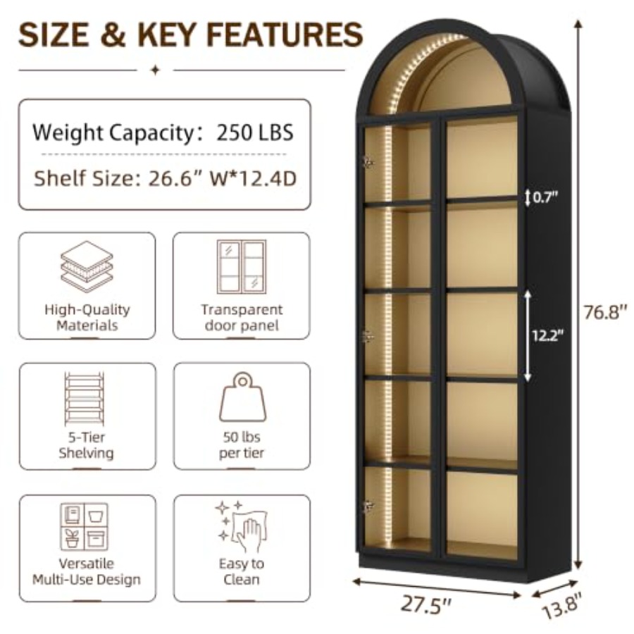 خزانة عرض مقوسة لغرفة المعيشة  - مراجعة Glass Cabinet Display وسعره