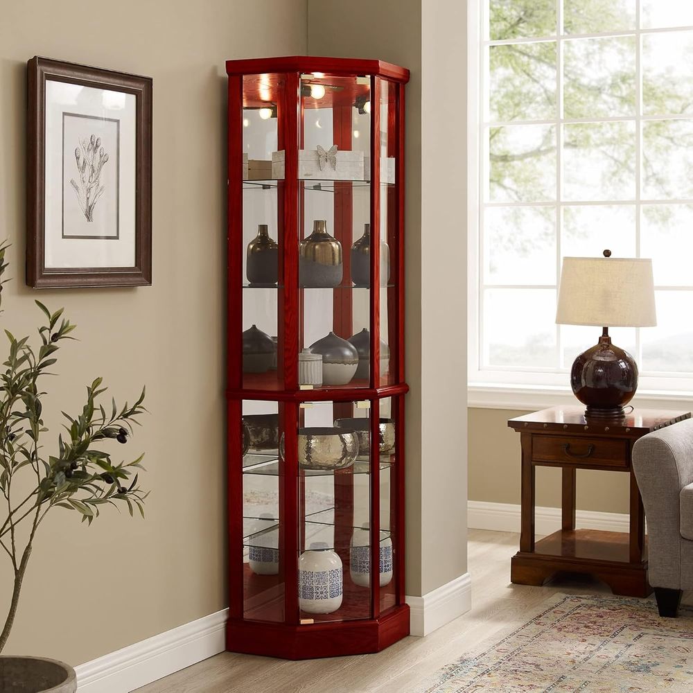خزانة عرض زجاجية مضاءة بارتفاع - مراجعة Glass Cabinet Display وسعره